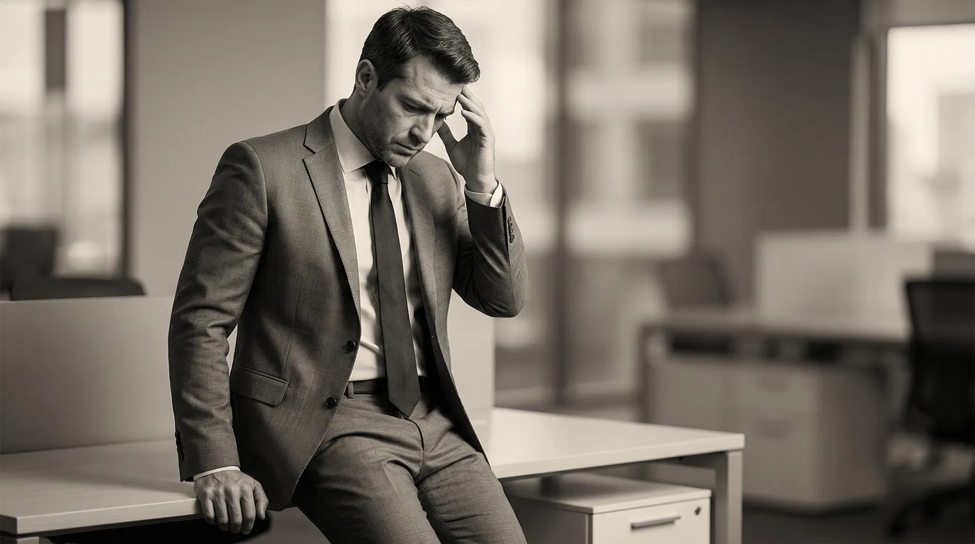 Business professional overwhelmed by manual tasks that AI can automate